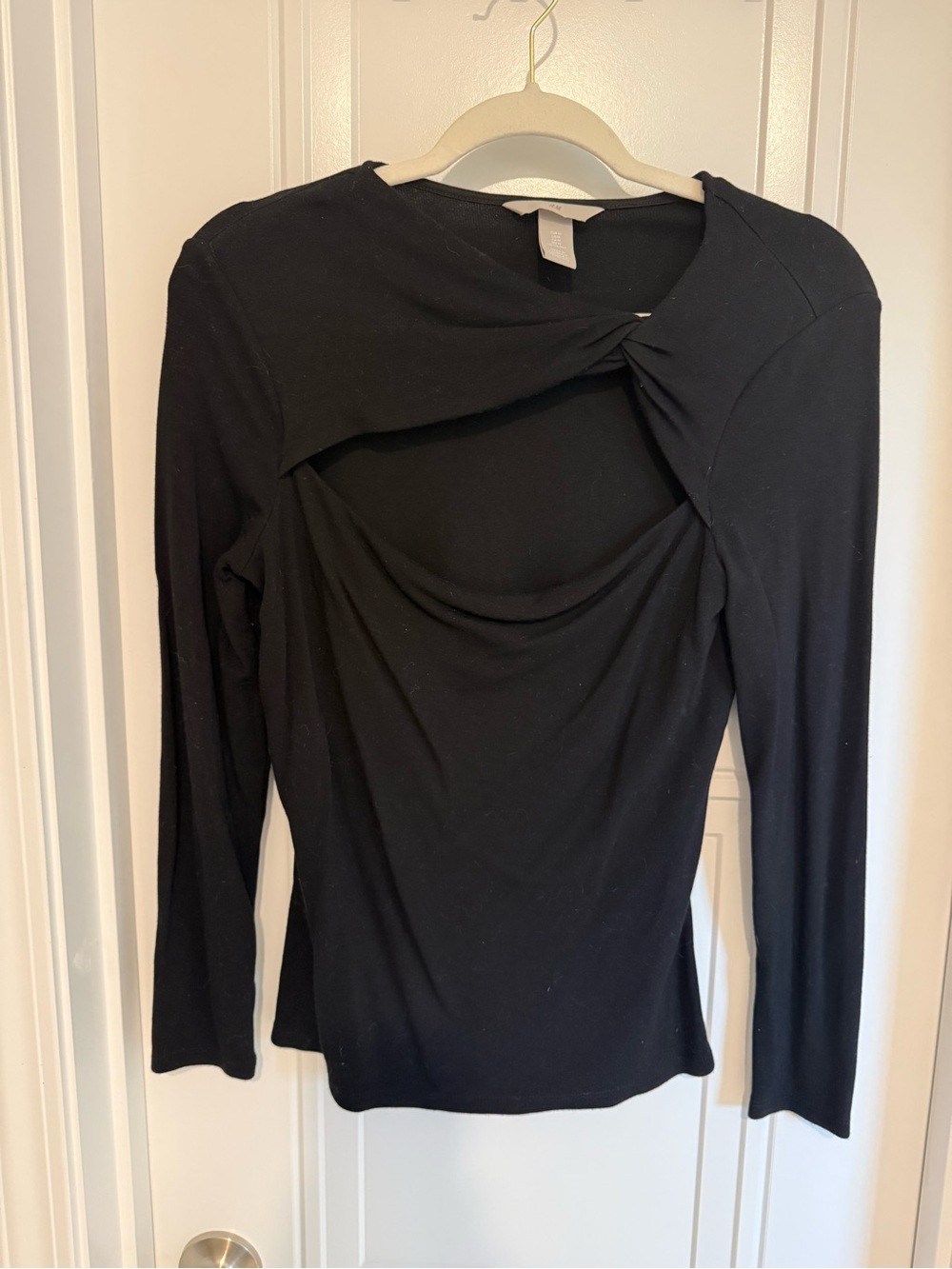 H&M Black Twist-Detail Long Sleeve Top